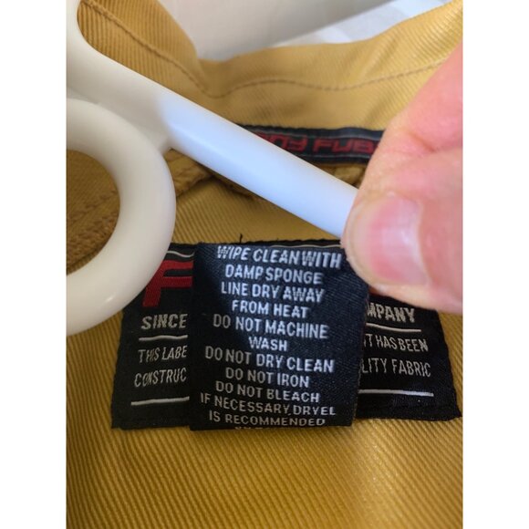 VTG 90s Fubu Yellow Coated Denim Jacket Mens XL Cotton Work RX10644 Oversize - Picture 3 of 11